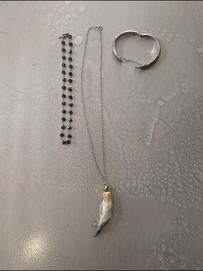 Catbird Grouse Foot Pendant Necklace Gold, Faceted Bead Choker, Antique Bracelet